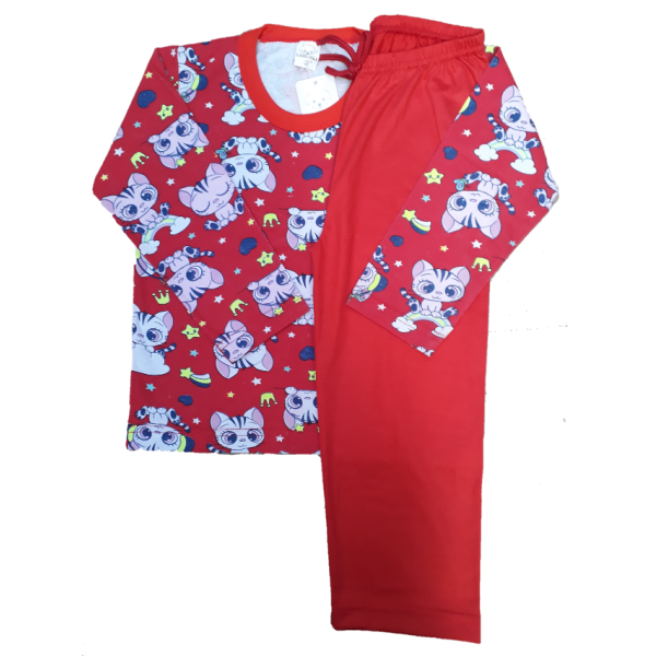 0350 Pijama Gatinha com Calça Vermelha 4